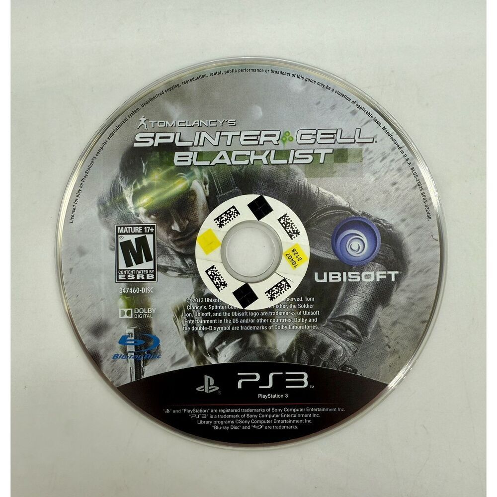 Tom Clancy's‎ Splinter Cell: Blacklist (PlayStation 3, 2013) Disc Only Tested